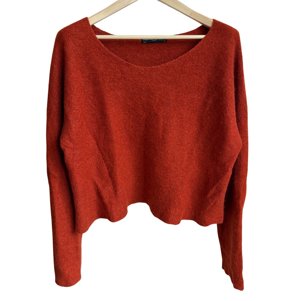 Peruvian Connection Alpaca Sweater Womens XL Orange Rust Scoop Neck Knit Cropped